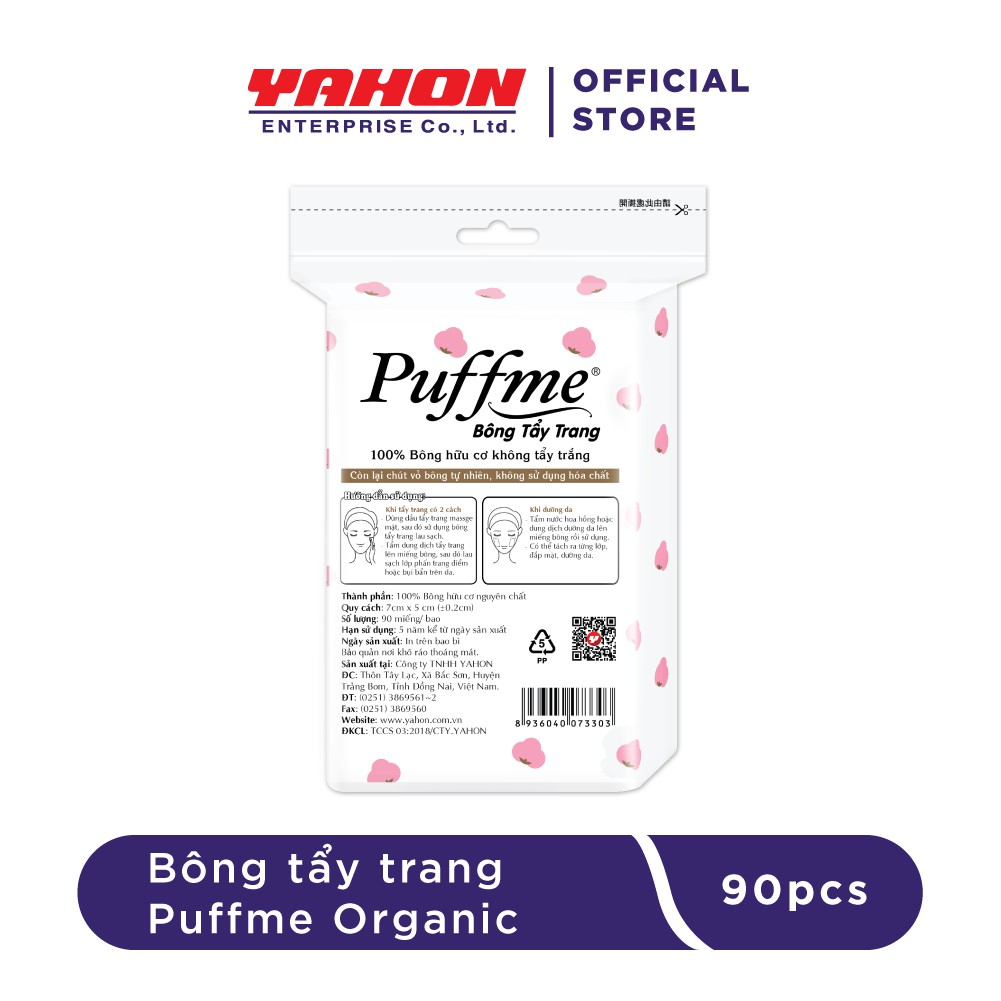 BÔNG TẨY TRANG PUFFME ORGANIC CAO CẤP CHO DA NHẠY CẢM 90 MIẾNG