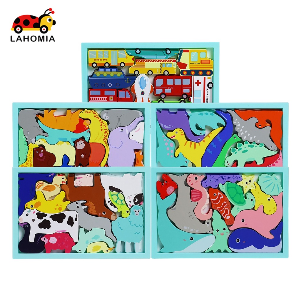 LAHOMIA Set đồ chơi xếp hình bằng gỗ cho bé