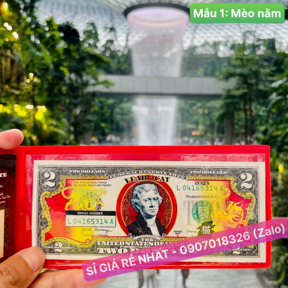(5 BỘ) Tết 2023  - Tờ 2 Đô Hình Mèo Vàng của Bộ Tài Chính Mỹ phát hành [MÈO NẰM]
