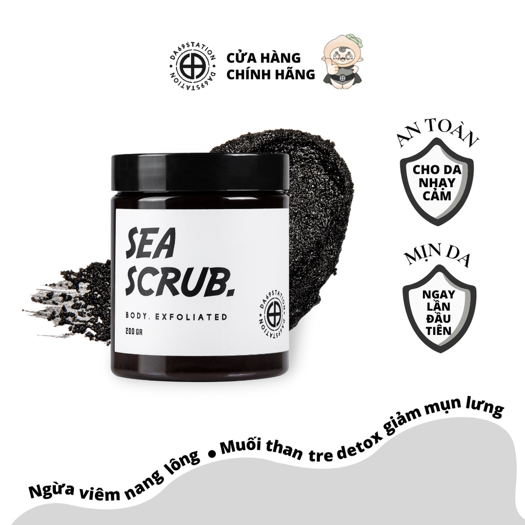 SEA SCRUB - muối than tre làm giảm mụn lưng handmade