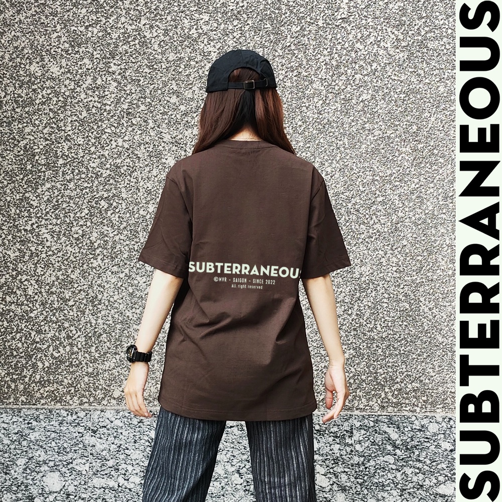 Áo thun unisex Subterraneous phông phom rộng MVR vải dầy phông màu xanh lá nam nữ tay lỡ cotton form Hàn Quốc nâu đỏ xám