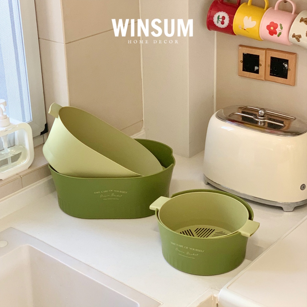 Rổ nhựa thoát nước đựng trái cây, rau củ màu pastel xinh xắn - winsum decor