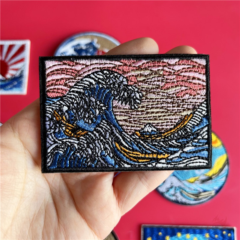 ☸ Sticker Dán Trang Trí Hình Sóng Biển ☸ 1 Miếng Dán Ủi Quần Áo Hình Chim Hồng Hạc