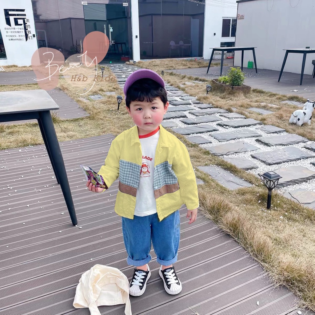 Bộ sơ mi dài tay kẻ quần bò cho bé trai 8-20kg Namkidshop (V803)