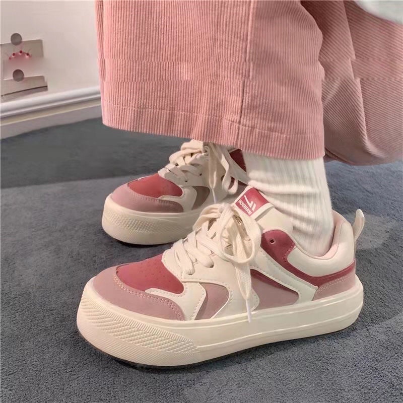 Giày thể thao buộc dây đế bánh mì ulzzang phong cách Hàn Quốc