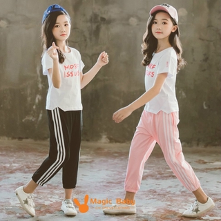 Set Đồ Thể Thao Ngắn Tay In Chữ Phong Cách Hàn Quốc Dành Cho Nữ