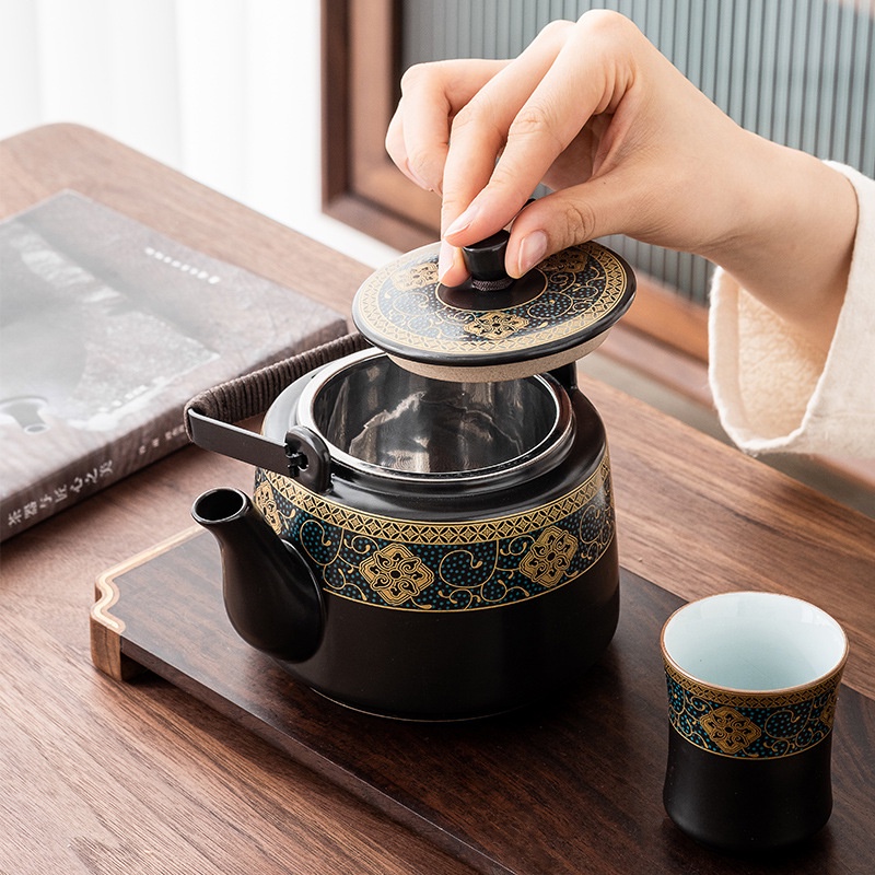 Bộ ấm trà Tử Sa 6 chén hoài cổ có lõi lọc inox cao cấp