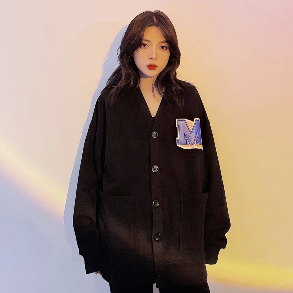 Áo khoác cardigan M logo nỉ bông cotton thu đông 2021