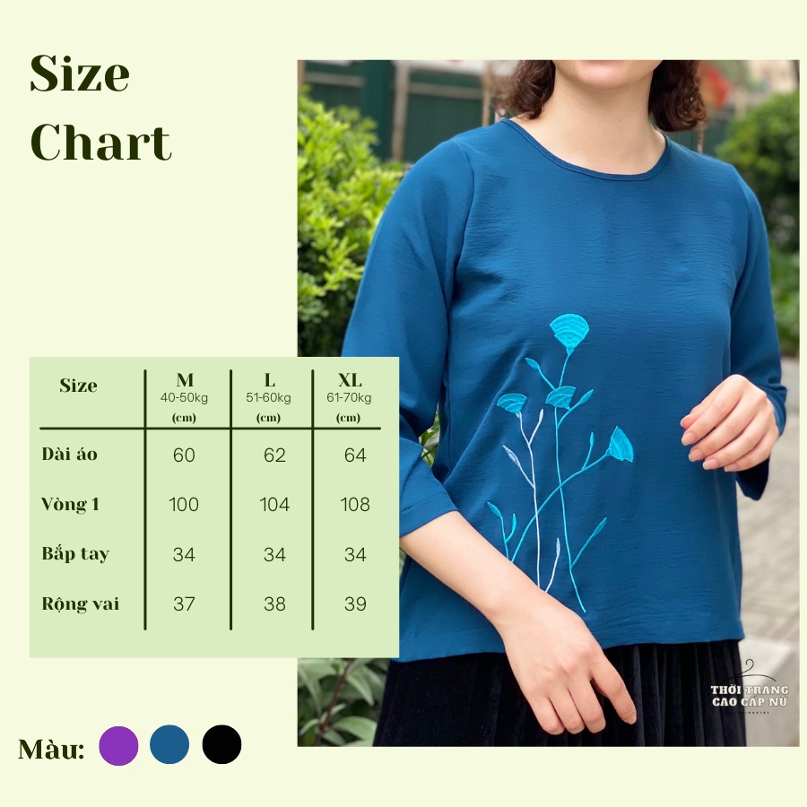 Áo Trung Niên Nữ Sang Trọng Cho Mẹ Thêu Hoa Vải Đũi Mềm Mát Thâm Hút Mồ Hôi TN19 - MT.shop