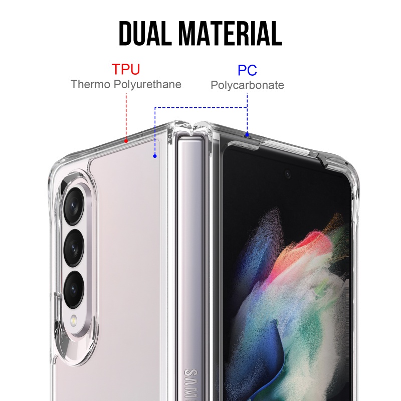 Ốp Điện Thoại Cứng Trong Suốt Chống Rơi Có Thể Gấp Gọn Cho Samsung Galaxy Z Fold 3 5G