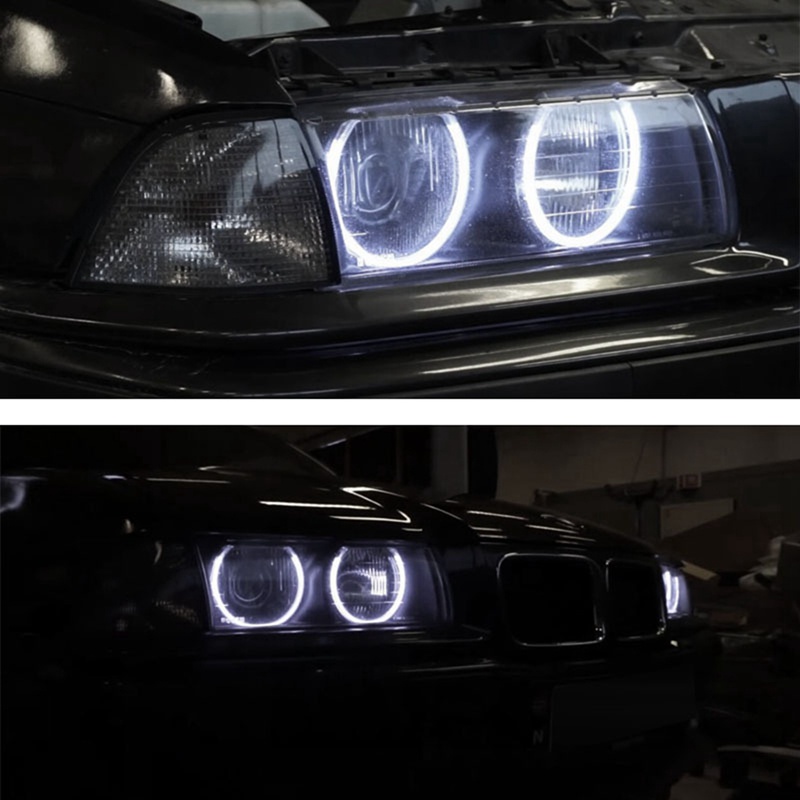 Bộ 4 Đèn Pha LED CCFL Màu Trắng Hình Tròn Cho BMW E36 E46 E39 E38