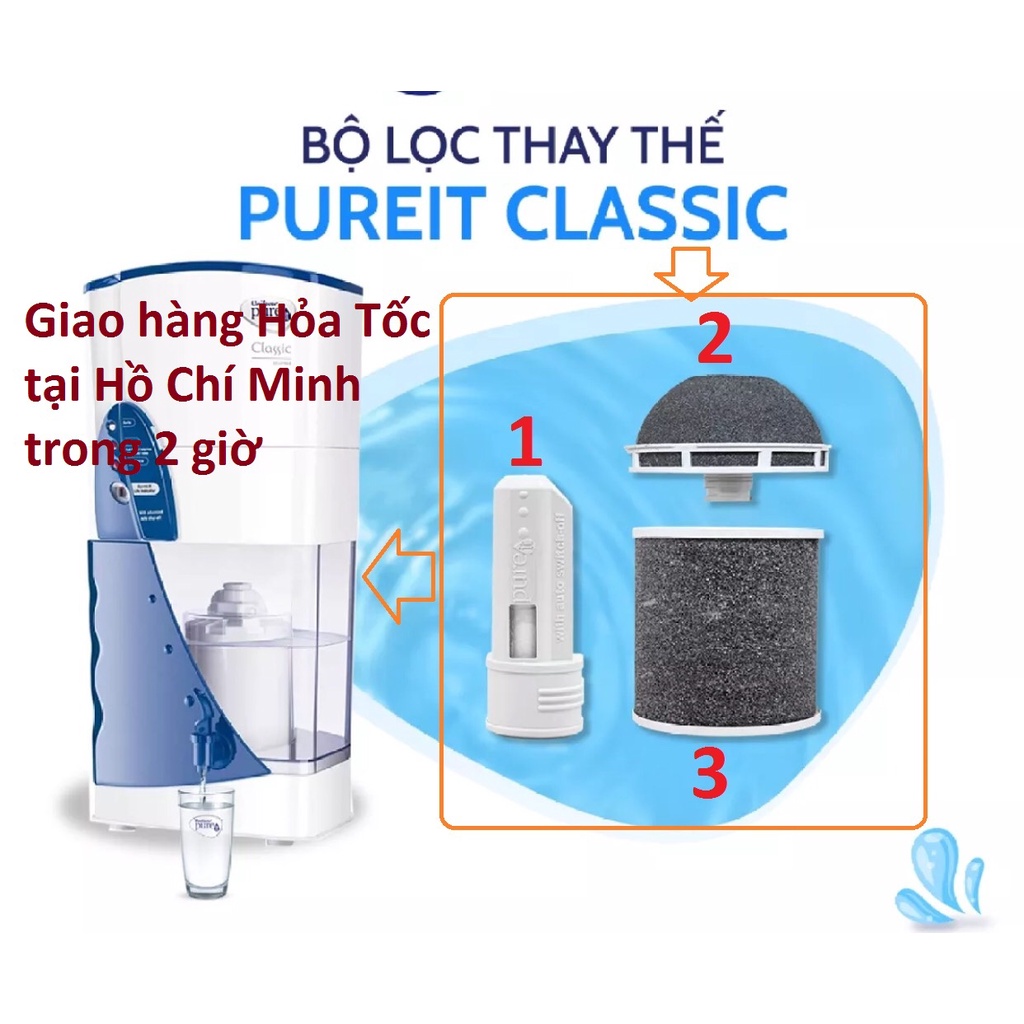 Bộ lọc thay thế cho máy lọc nước Unilever Pureit CLASSIC 9L. Công suất lọc 3000L