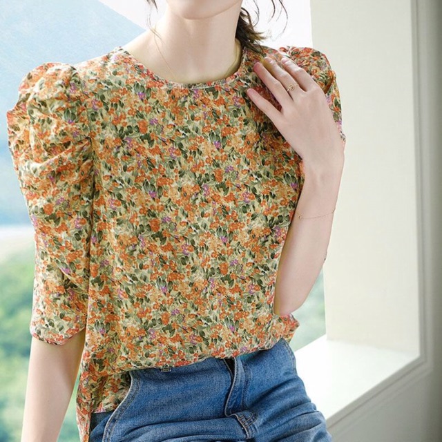 Áo hoa nhí tay nhún siêu xinh - nhiều Size và màu, form dáng chuẩn, thích hợp mặc dạo phố, công sở
