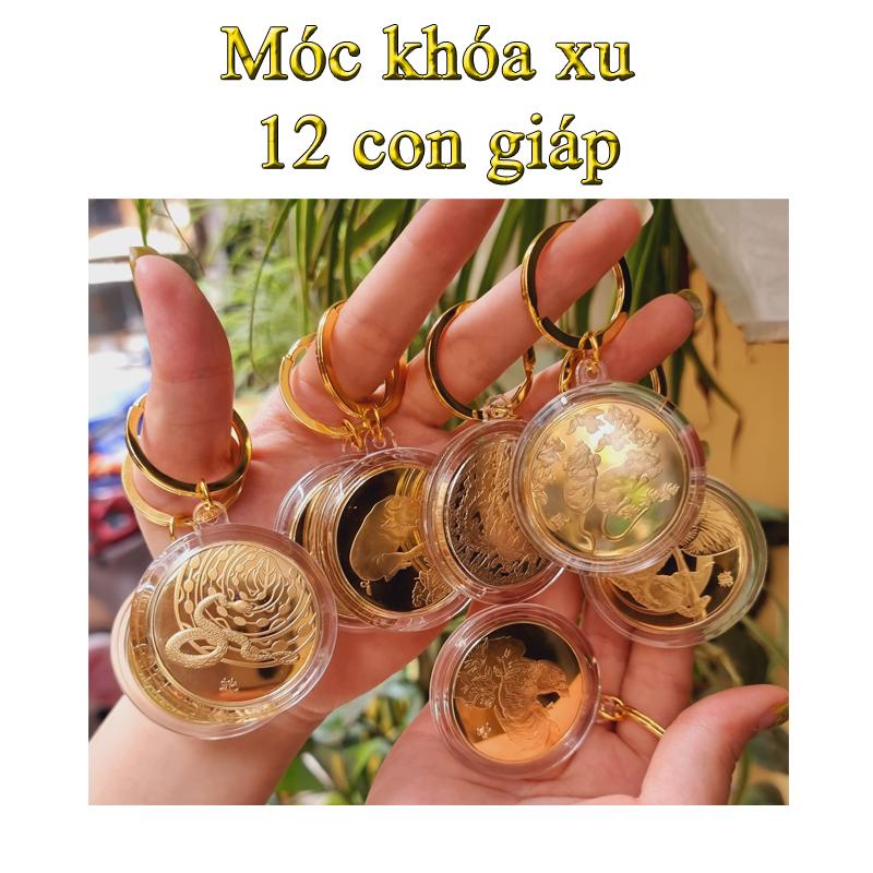 Móc Khóa 12 Con Giáp Đồng Xu Phong Thủy May Mắn
