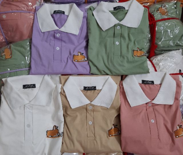 Áo polo % hình thật B'teen unisex tay lỡ thêu cún siêu hot.