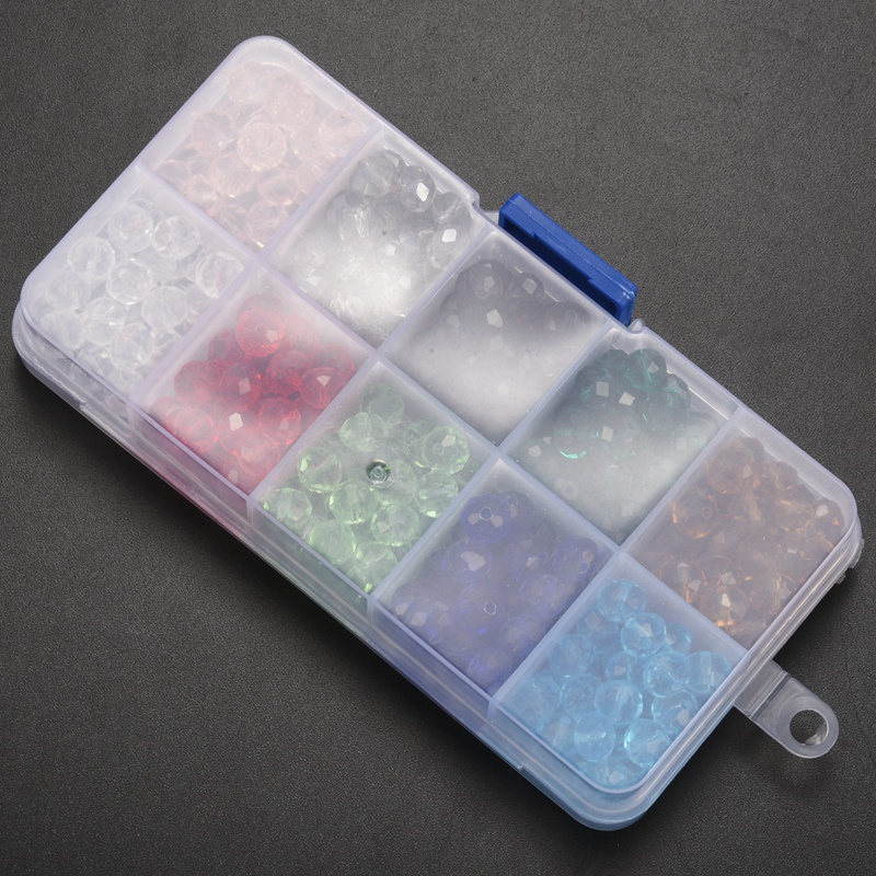 Bộ 300 Hạt Pha Lê Thủy Tinh 8mm 10 Màu Sắc Dùng Làm Trang Sức DIY