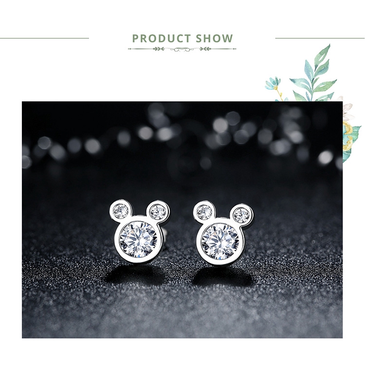 Đôi bông tai Bamoer bằng bạc S925 hình Mickey thời trang cho nữ