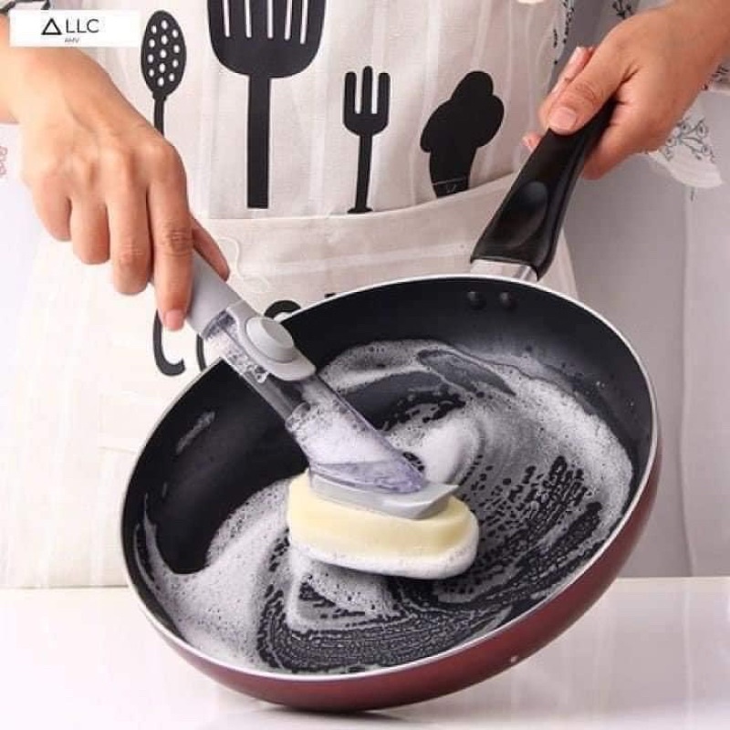 Dụng cụ rửa bát tay cầm thông minh 2 đầu thay