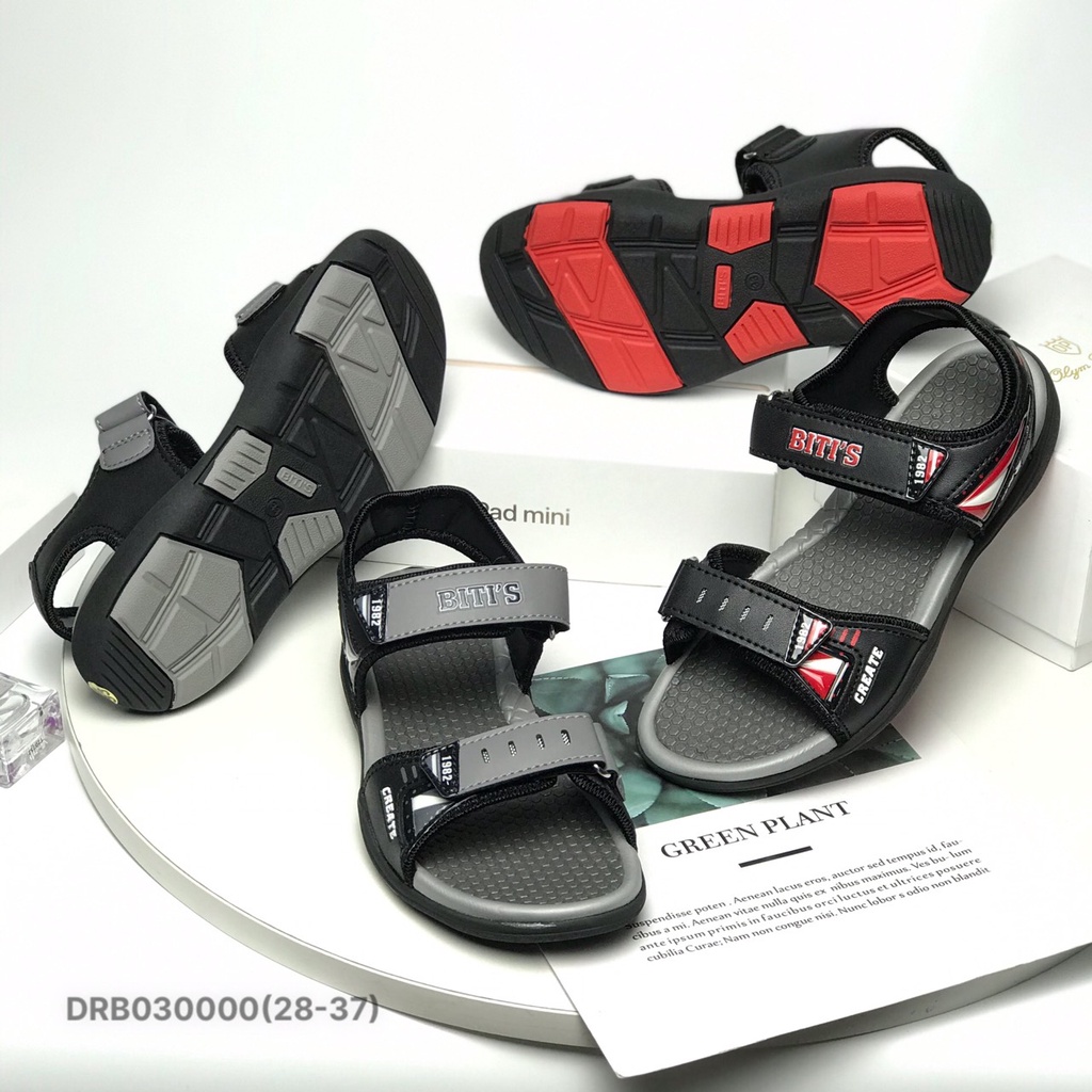 Sandal bé trai BTIS 28-37 ❤️FREESHIP❤️ Dép quai hậu học sinh đế cao su hai quai dán DRB030000