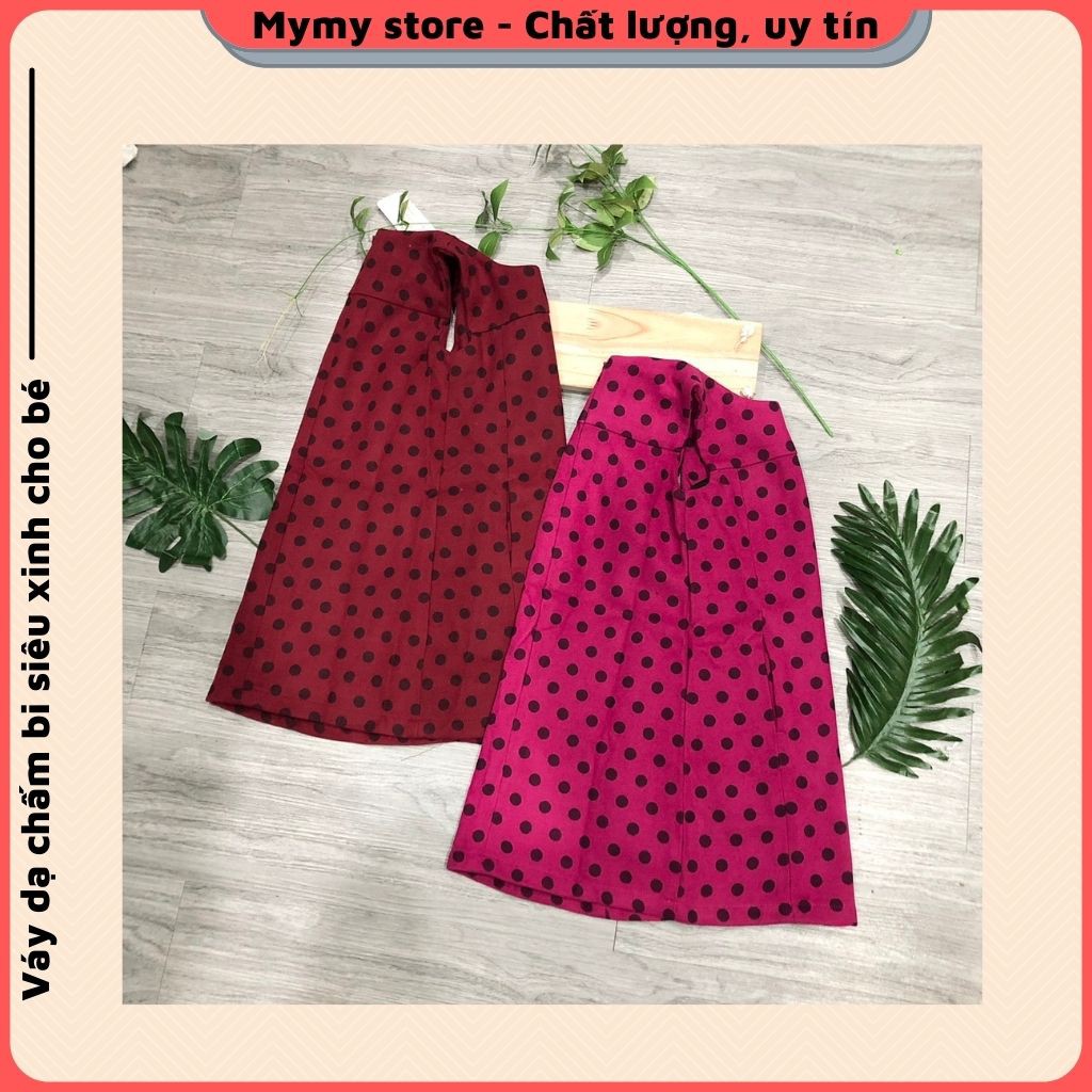 Váy bé gái thu đông, váy dạ chấm bi không tay 2 lớp dày dặn siêu xinh cho cho bé