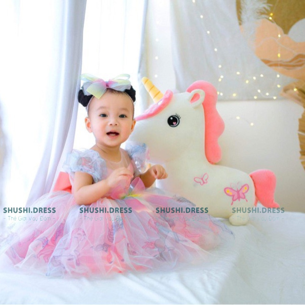 Váy công chúa pony hàng thiết kế cao cấp 5 lớp kèm cài tóc, nơ rời bé mặc đi tiệc, thôi nôi, sinh nhật Shushibaby