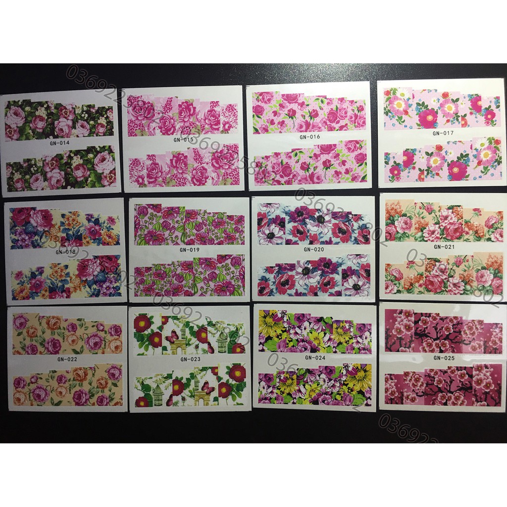 48 TẤM STICKER  nước mẫu hoa Vintage trang trí móng