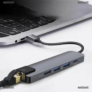 ★PHỤ KIỆN ĐIỆN TỬ★5 in 1 USB Type C Hub Hdmi 4K USB C Hub to Gigabit Ethernet Rj45 Lan Adapter