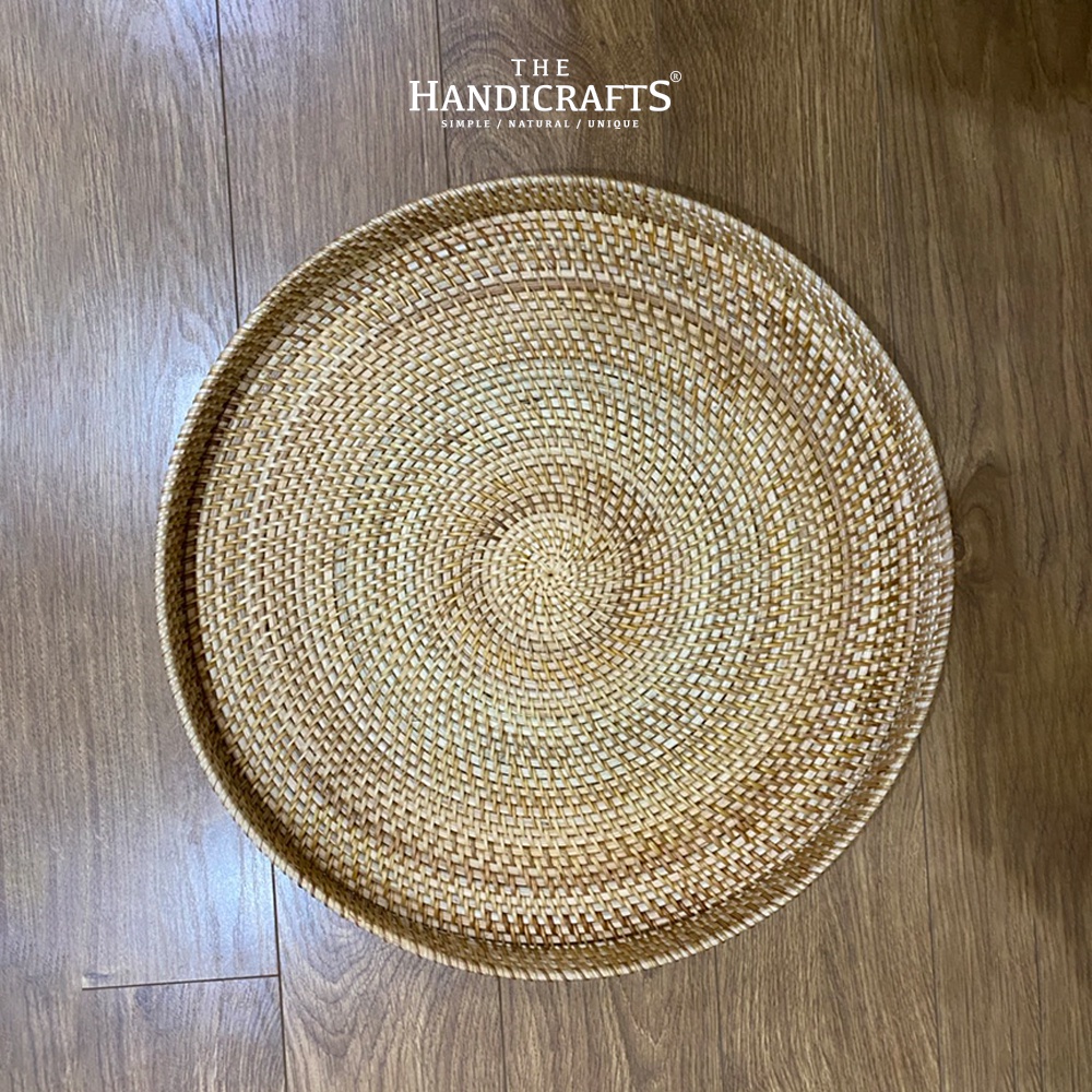 Khay mây guột tròn có tay cầm (Nhiều kích thước) | The handicrafts