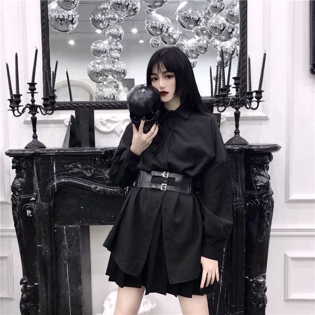 YAS0635-Set áo váy dark retro Hồng Kông
