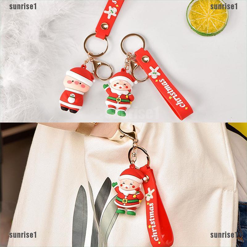 [Rise] Christmas Santa Claus Cute Modern Art Crafts Silicone Doll Keychain Accessories