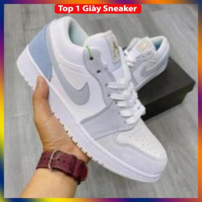 Giày Jordan 1 Low Paris Trắng Xám, JD1 Low Paris Cổ Thấp Gót Xanh Thời Trang Hot Hit 2021 D -NT95