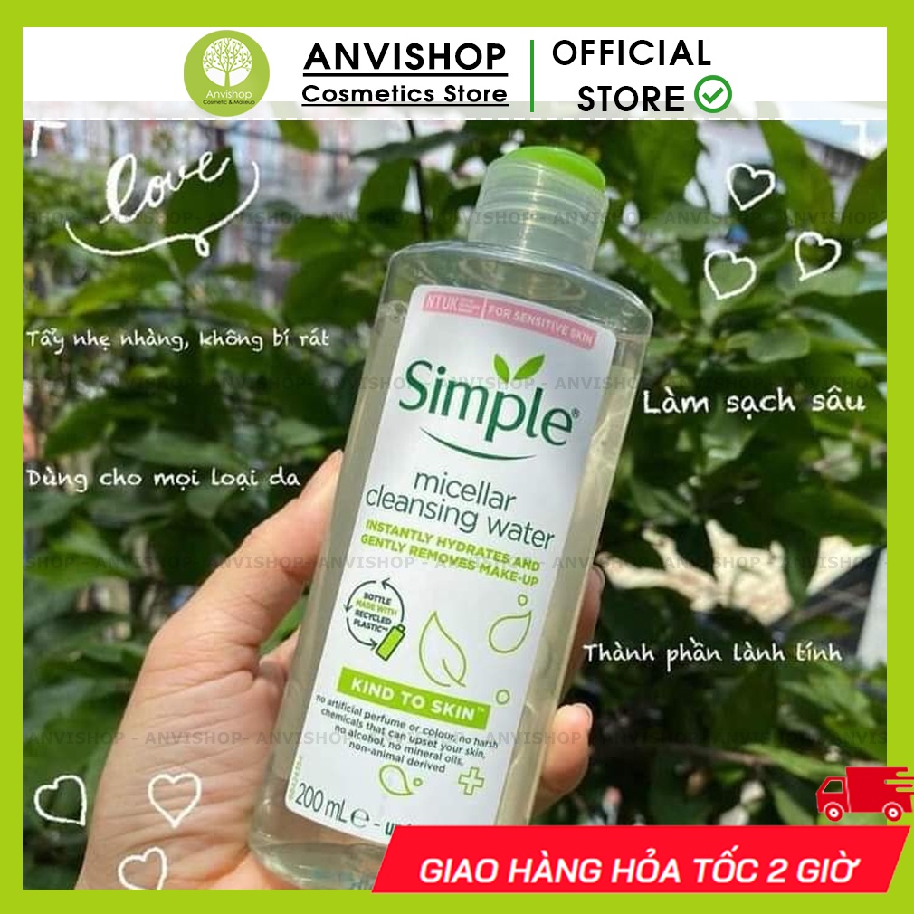 Nước tẩy trang Simple Kind to Skin Micellar Cleansing Water 200ml - ANVISHOP