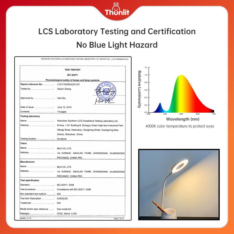 Đèn học Thunlit có giá đựng bút có thể sạc lại bằng USB 1250mah với 3 nấc độ nhiệt độ màu dành cho trẻ em