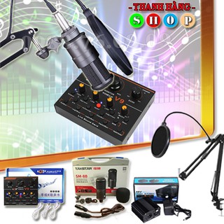 Trọn Bộ Combo Mic thu âm M8S + Soundcard V9 - Míc Live stream karaoke