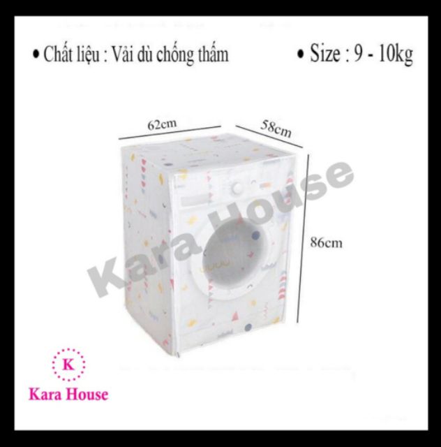 Áo trùm máy giặt vải dù chống thấm loại 9-10kg có quà tặng