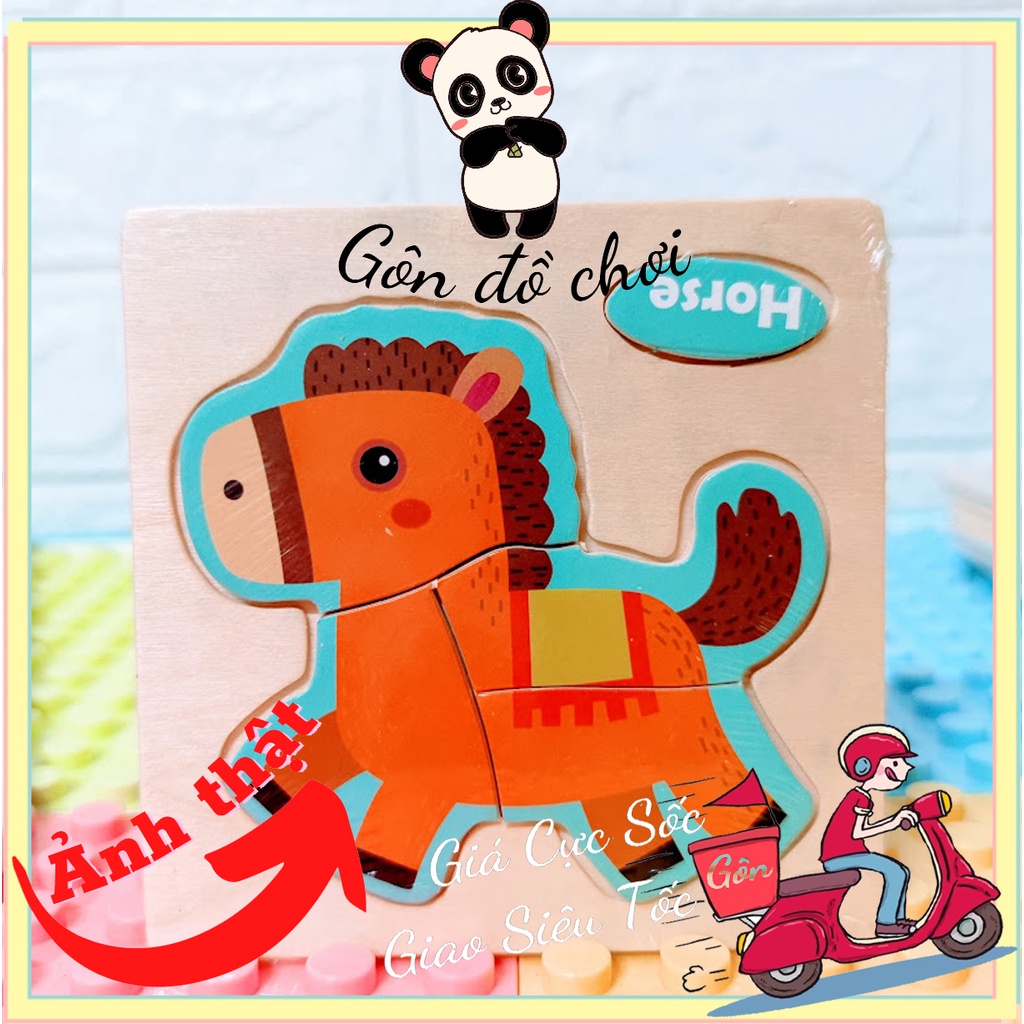 Tranh Ghép hình 3D bằng gỗ cho bé Phát Triển Trí Tuệ Gôn đồ chơi