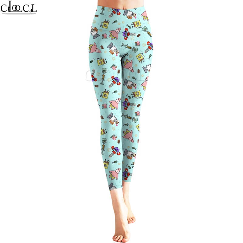 Quần Tất In Hoạt Hình Snoopy SpongeBob SquarePants 3D Co Giãn Dành Cho Nữ