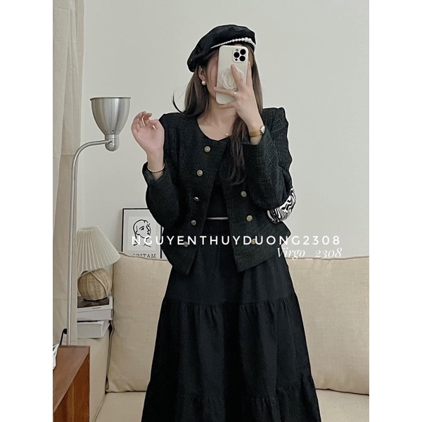 [NEW]ÁO KHOÁC DẠ KHUY ĐỒNG ÁNH KIM TUYẾN TIỂU THƯ