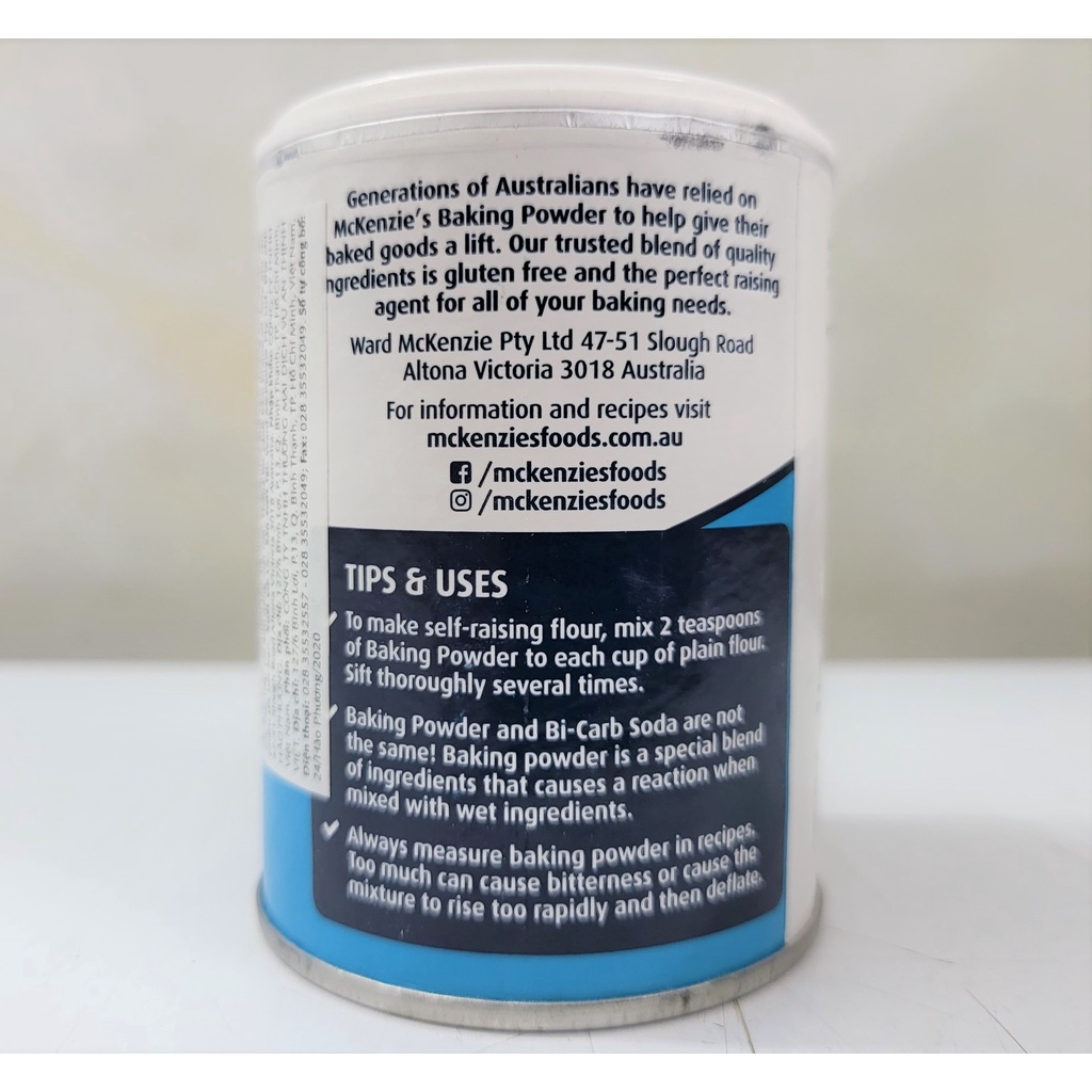 [Lọ 125g] BỘT NỞ LÀM BÁNH NƯỚNG [Australia] MCKENZIE’S Baking Powder (atv-hk)