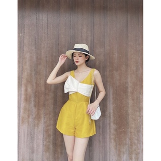 Jump đùi tafta cổ v xếp nơ