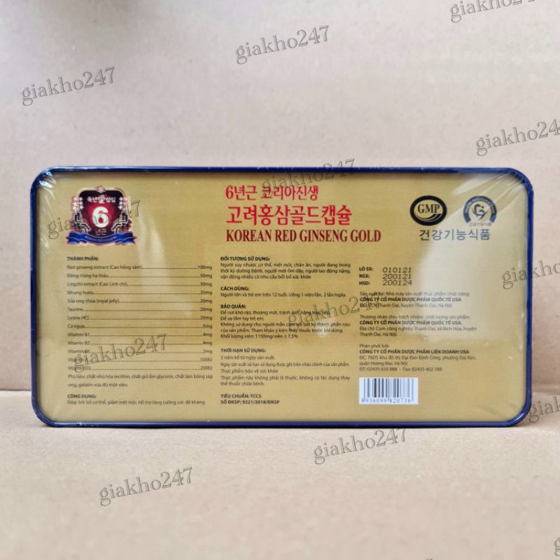 Viên bổ Korean Red Ginseng Extract Gold giúp bồi bổ cơ thể, ăn ngủ ngon, cho người suy nhược cơ thể