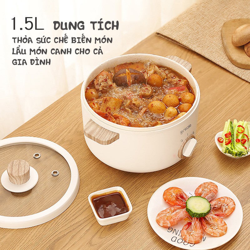 [Mã ELHADEV giảm 4% đơn 300K] Nồi điện đa năng nấu mỳ, cháo, lẩu ANKALE AJL-A1502 ceramic 1.5 lít (Bảo hành 12 tháng)