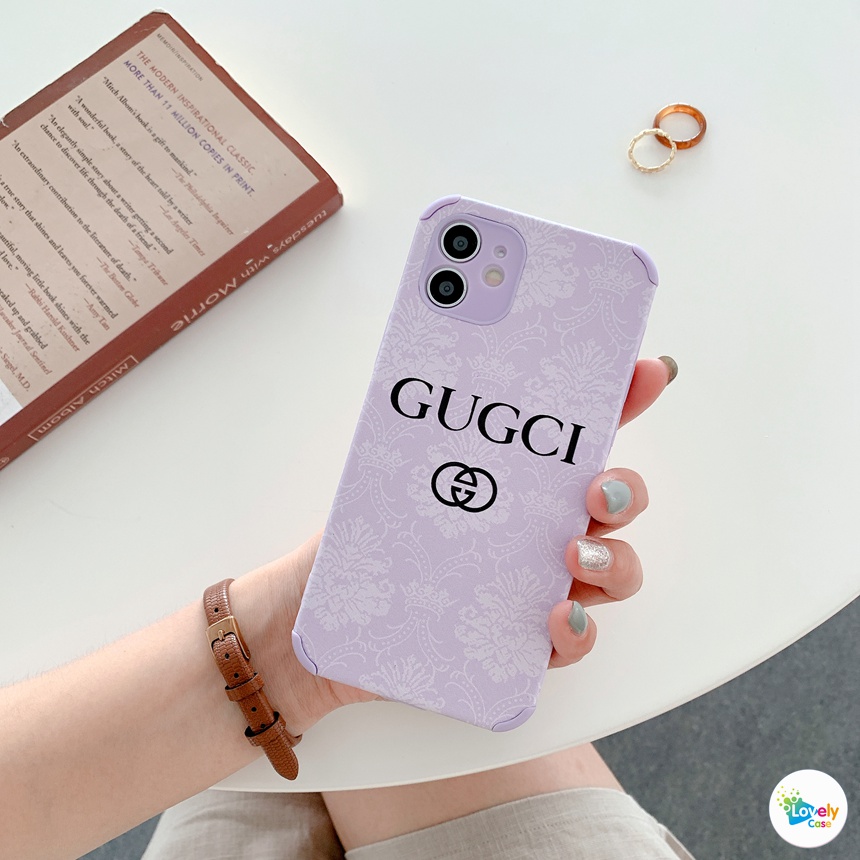 🌈Ready Stock💝 OPPO A53 A93 5G A52 A92 Reno 5 Pro 5G A91 A31 2020 A5 A9 2020 Reno 3 A5s A3s A12e A12 Lambskin Design Purple Fashion Brand Precise Hole Position Anti-fall Soft Phone Case Protective Cover