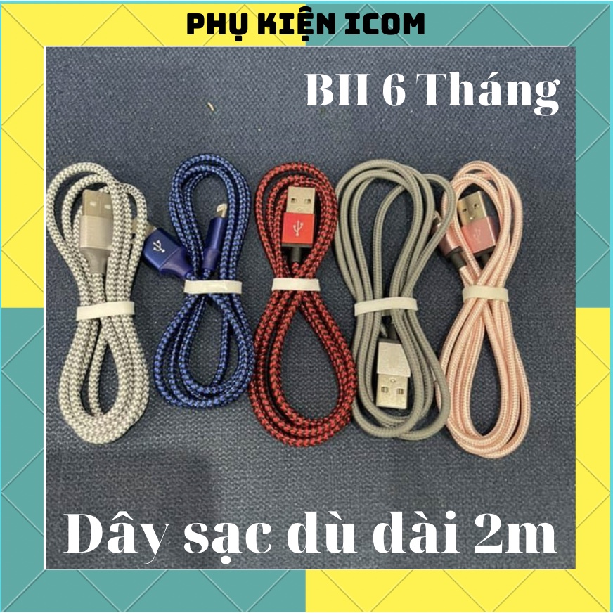 [DÀI 2 Mét] Dây Cáp Sạc Dây Dù Lightning 2m Cho Phụ Kiện Iphone Pin Dự Phòng - chính hãng