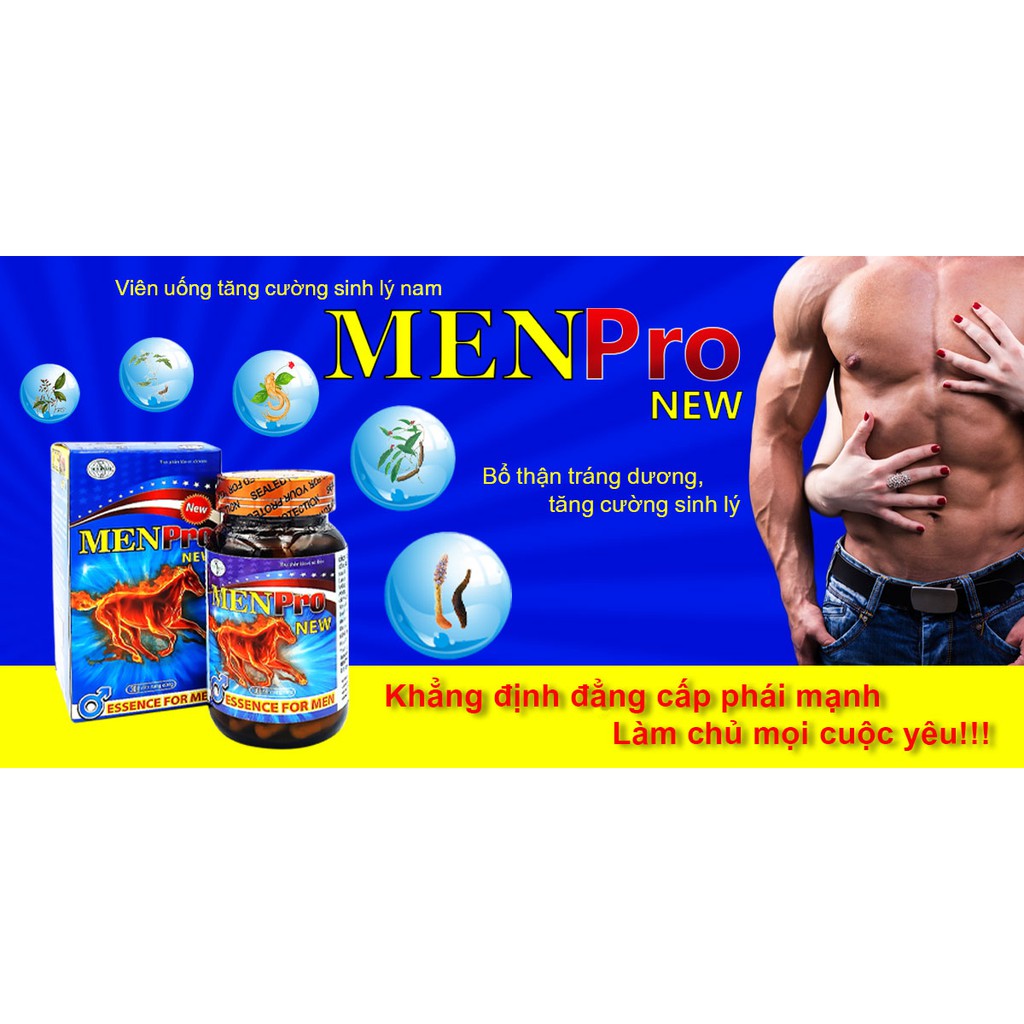 Menpro New, viên uống tăng cường sinh lực, cải thiện các vấn đề về sinh lý, bồi bổ sức khỏe, tăng ham muốn cho nam giới