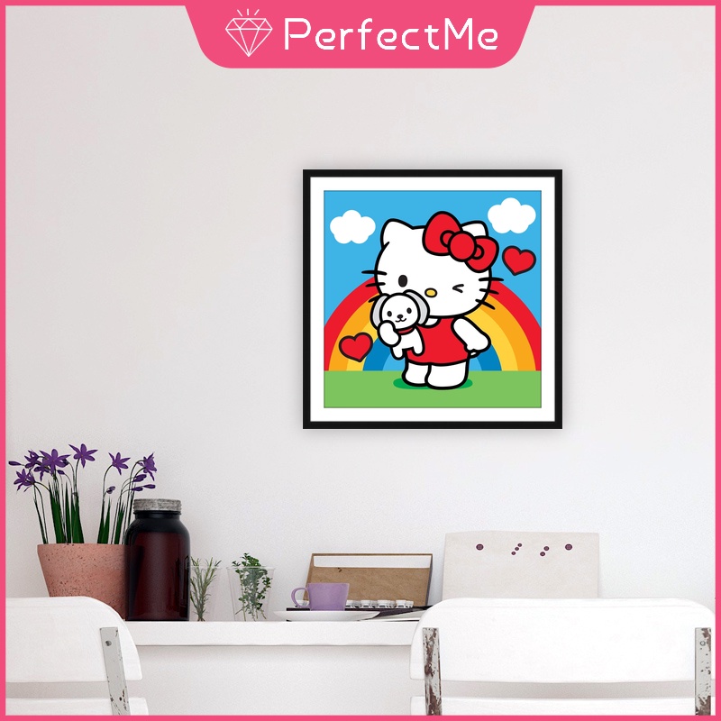 Bộ Tranh Đính Đá 5D Tự Làm 30x30CM Hình Hello Kitty Trang Trí Nhà Cửa