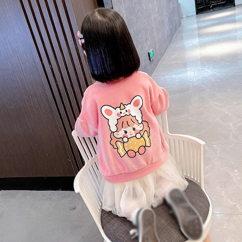Áo Khoác Cardigan Có Gân Cho Bé Gái❤Áo Khoác Họa Tiết Gấu Hoạt Hình Xinh Xắn Cho Bé 0-3 Tuổi
