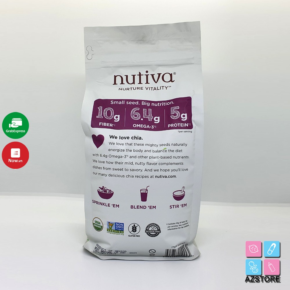 Hạt Chia đen Nutiva Hữu Cơ - Chia Seed Organic Nutiva Mỹ 1,36kg