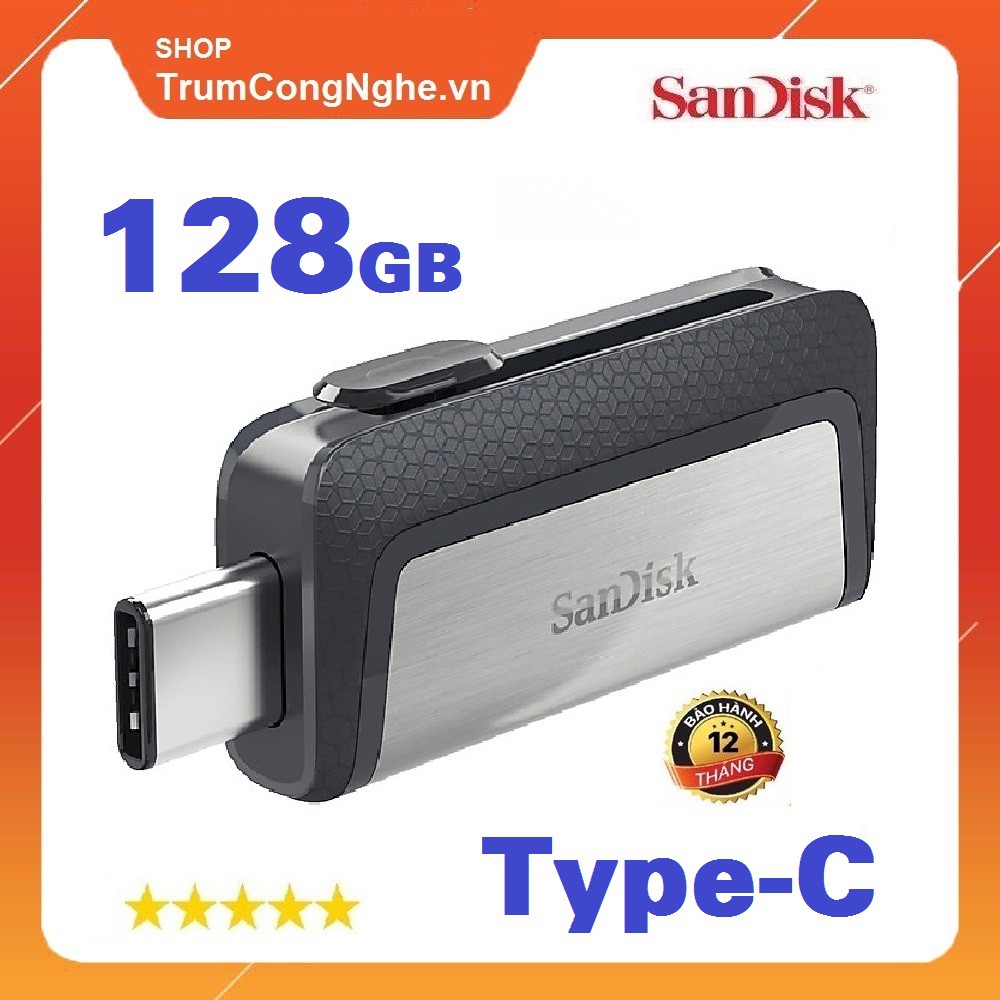 USB OTG Sandisk Ultra Dual Type-C 3.1 128GB 150MB/s (Bạc) | BigBuy360 - bigbuy360.vn