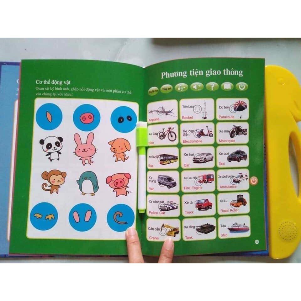 [TẶNG BÚT] Sách Nói Điện Tử Song Ngữ Anh- Việt Giúp Trẻ Học Tốt Tiếng Anh Và Bảng Thông Minh Tự Xoá